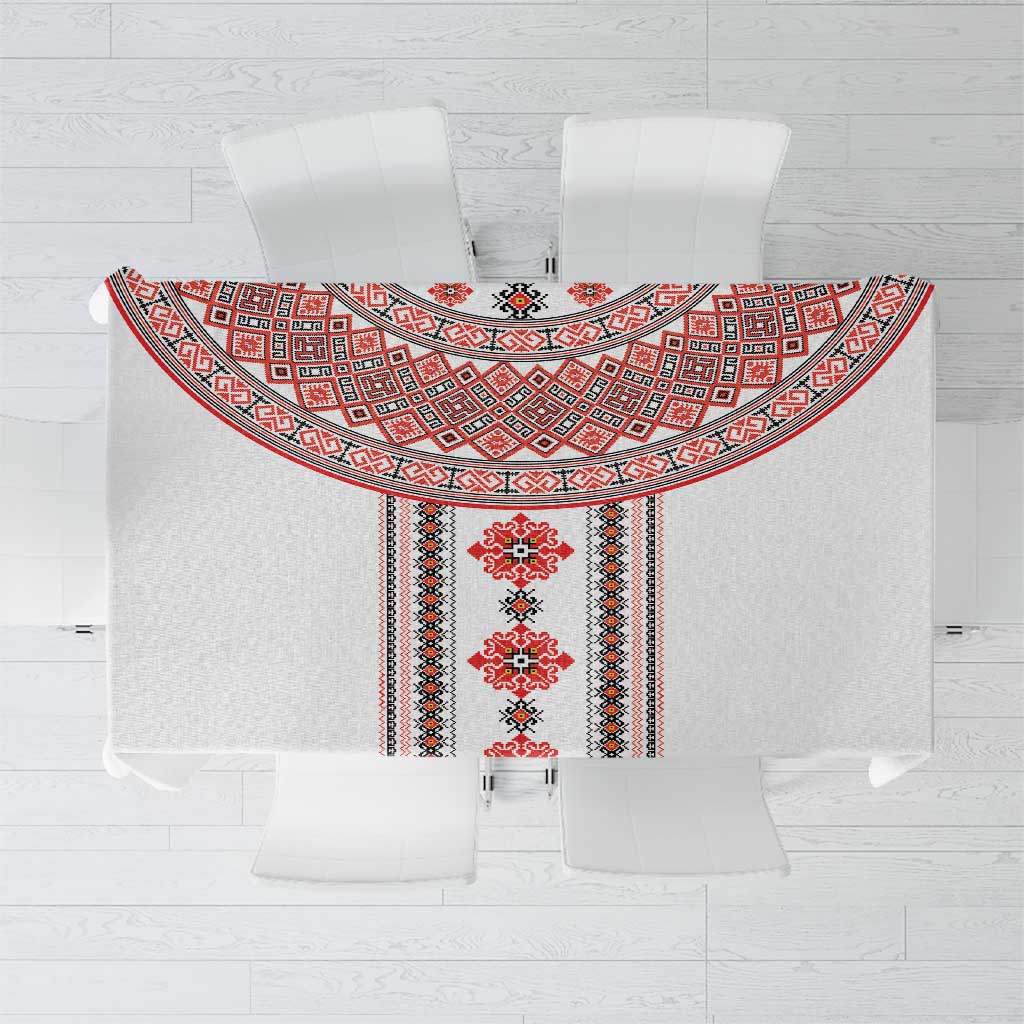Bulgarian Embroidery Style Seamless Pattern Tablecloth