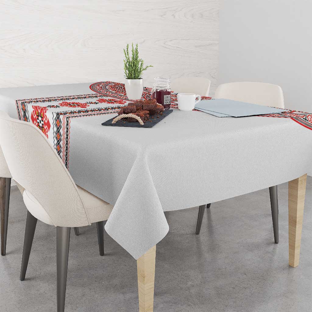 Bulgarian Embroidery Style Seamless Pattern Tablecloth