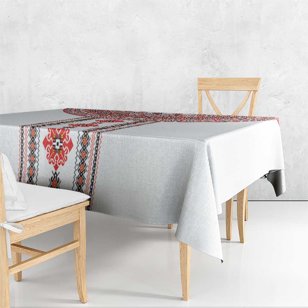Bulgarian Embroidery Style Seamless Pattern Tablecloth