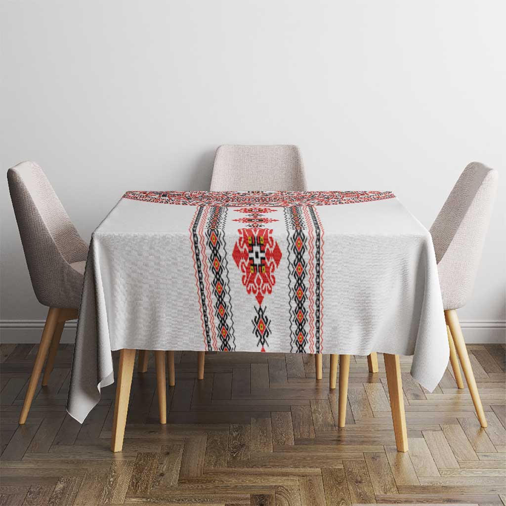 Bulgarian Embroidery Style Seamless Pattern Tablecloth