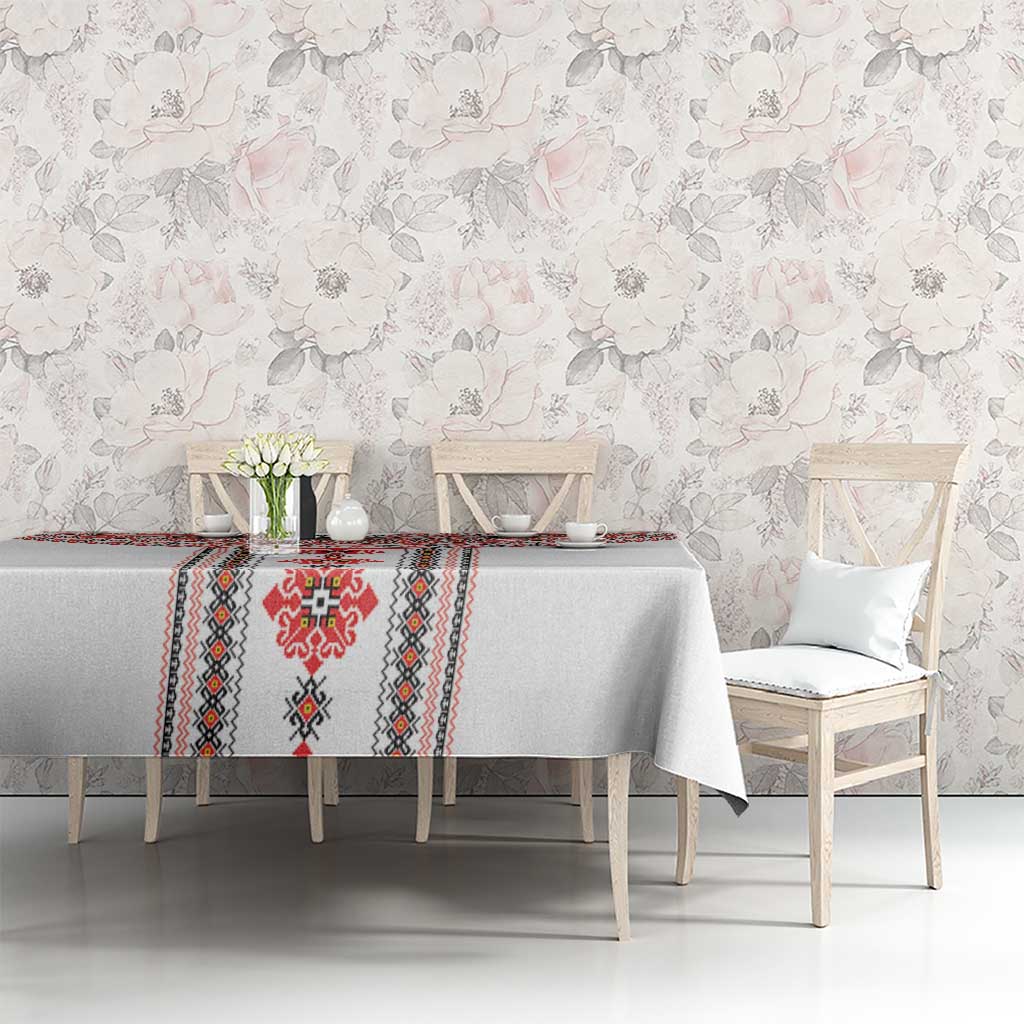 Bulgarian Embroidery Style Seamless Pattern Tablecloth