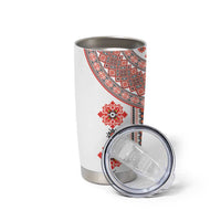 Bulgarian Embroidery Style Seamless Pattern Tumbler Cup