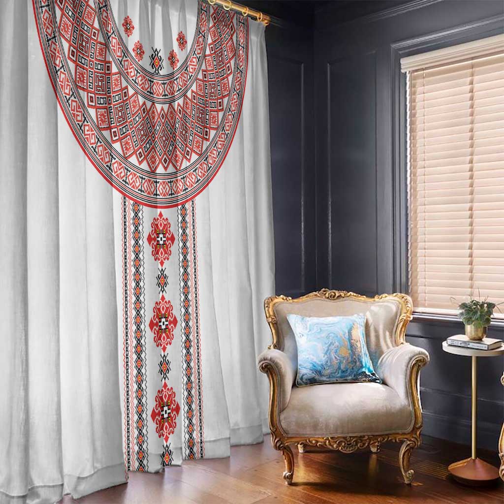 Bulgarian Embroidery Style Seamless Pattern Window Curtain