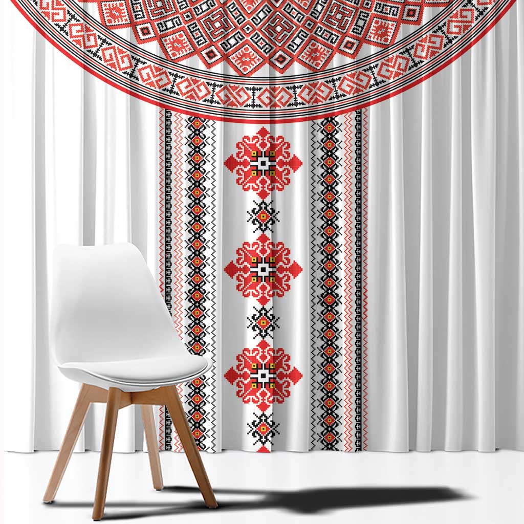 Bulgarian Embroidery Style Seamless Pattern Window Curtain