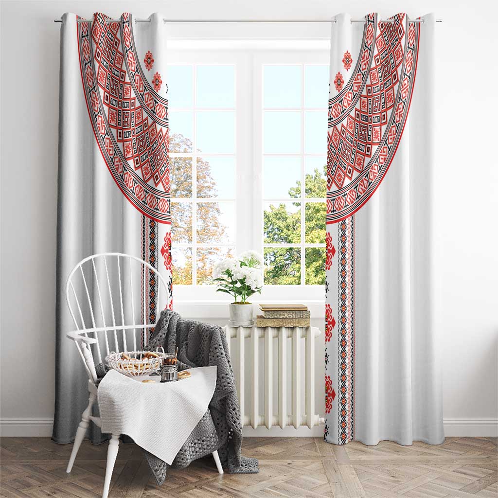Bulgarian Embroidery Style Seamless Pattern Window Curtain