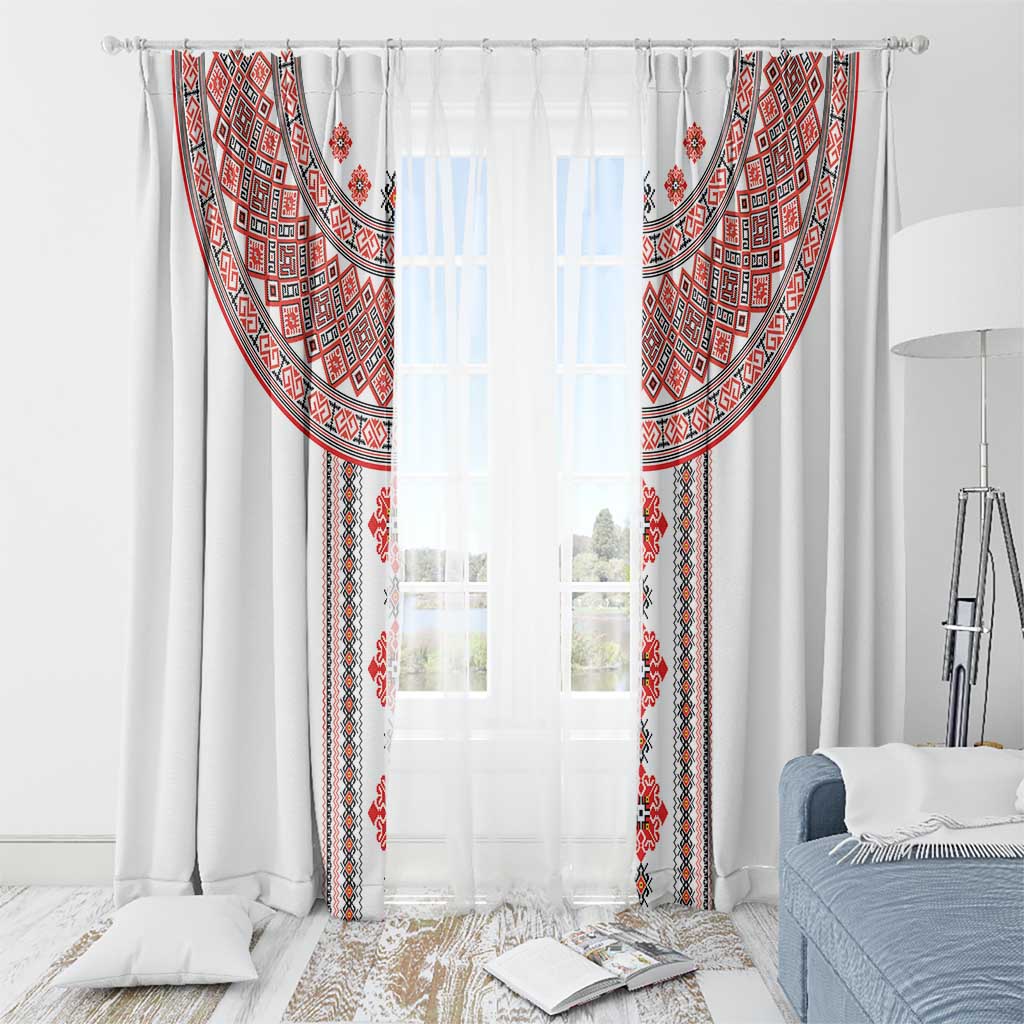 Bulgarian Embroidery Style Seamless Pattern Window Curtain