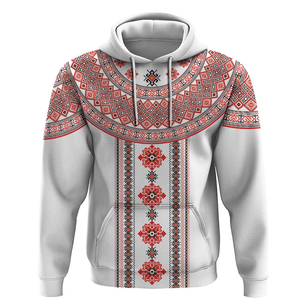 Bulgarian Embroidery Style Seamless Pattern Zip Hoodie