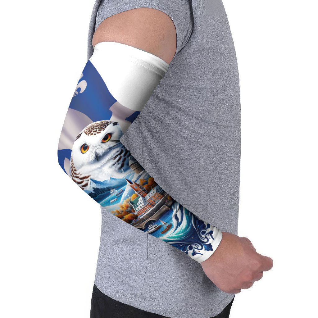Quebec Snowy Owl Heritage Arm Sleeves Flag Day Edition