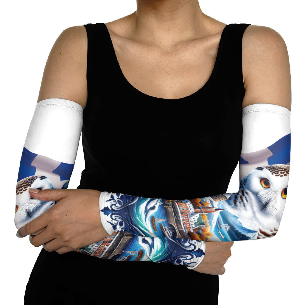 Quebec Snowy Owl Heritage Arm Sleeves Flag Day Edition