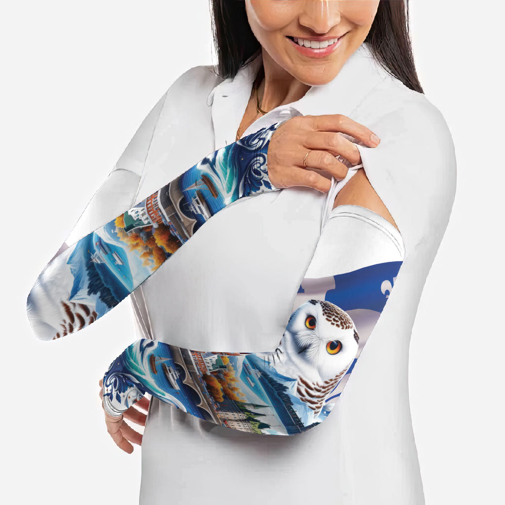 Quebec Snowy Owl Heritage Arm Sleeves Flag Day Edition