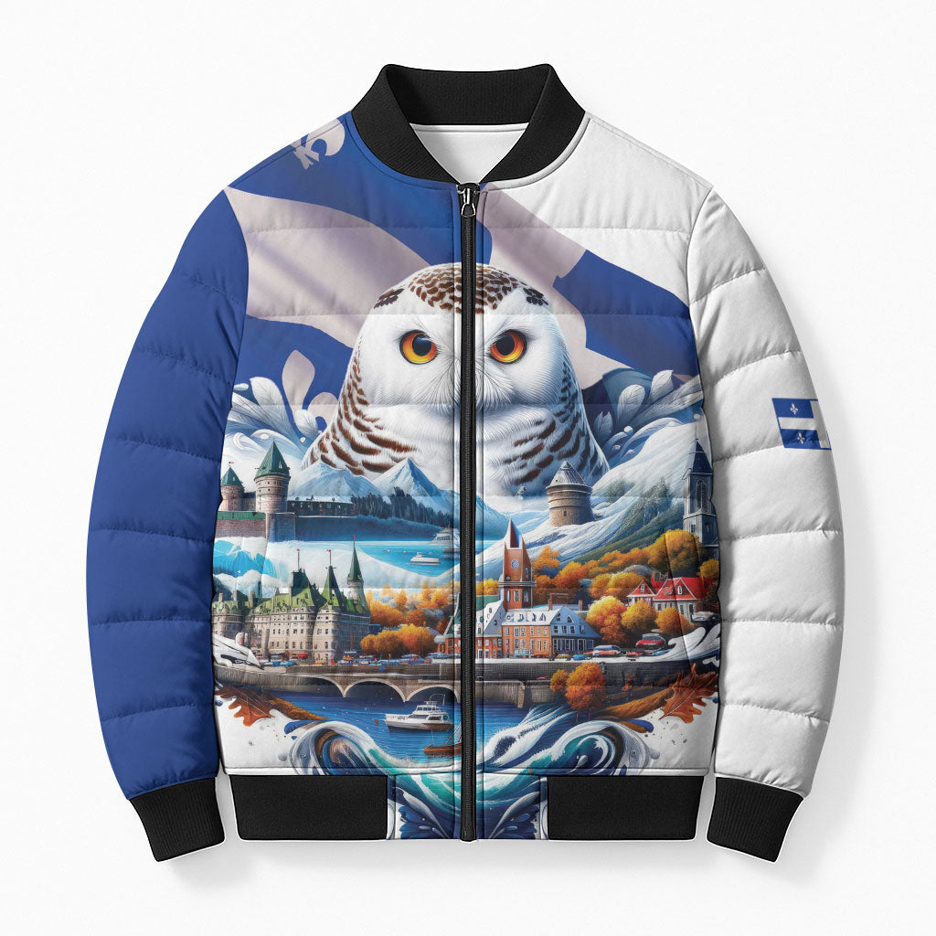 Quebec Snowy Owl Heritage Bomber Puffer Jacket Flag Day Edition