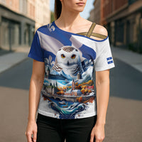 Quebec Snowy Owl Heritage Cross Shoulder Shirt Flag Day Edition