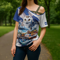 Quebec Snowy Owl Heritage Cross Shoulder Shirt Flag Day Edition