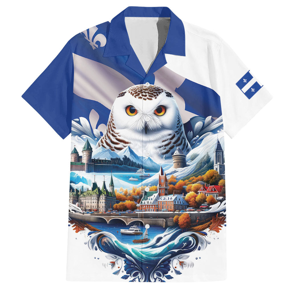 Quebec Snowy Owl Heritage Hawaiian Shirt Flag Day Edition