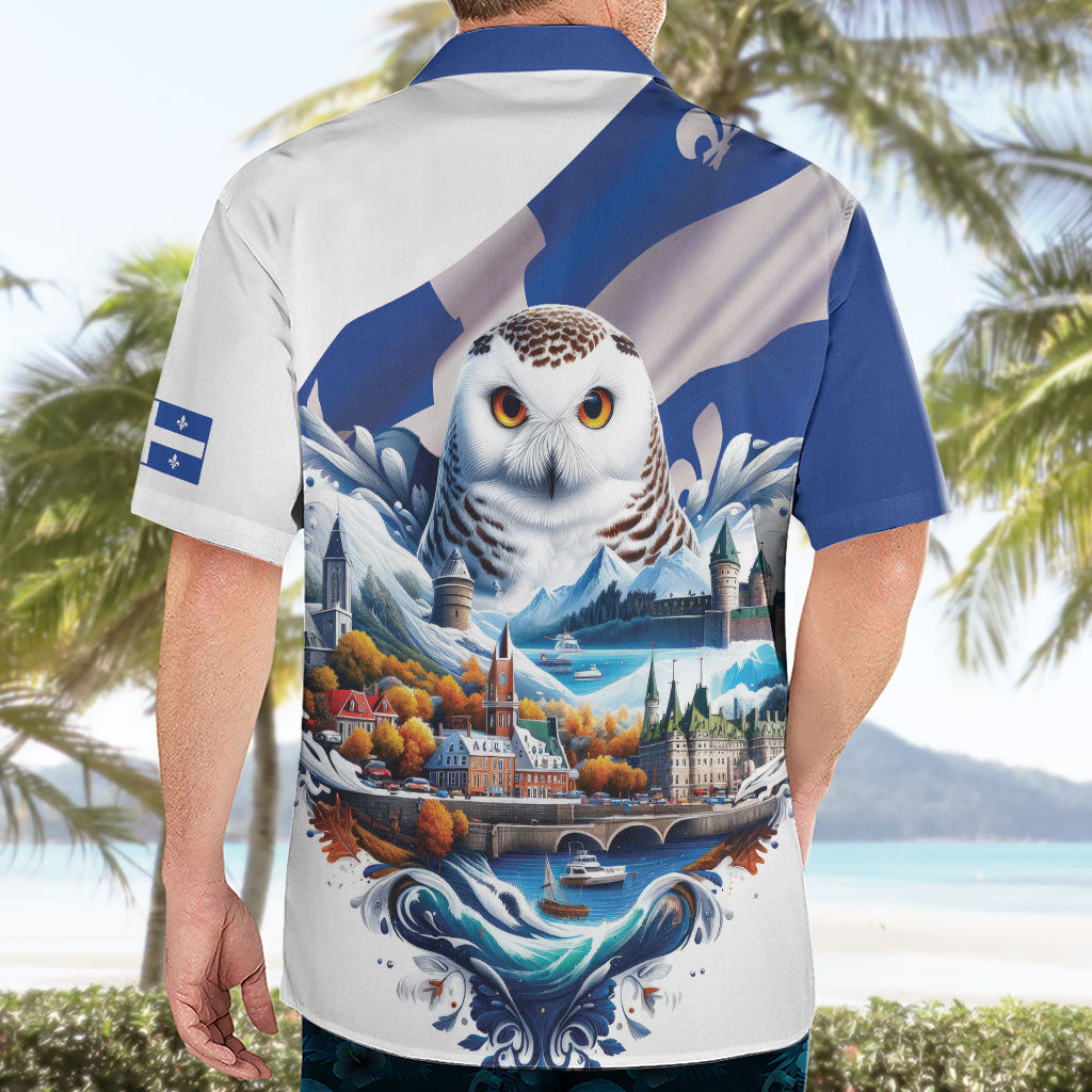 Quebec Snowy Owl Heritage Hawaiian Shirt Flag Day Edition