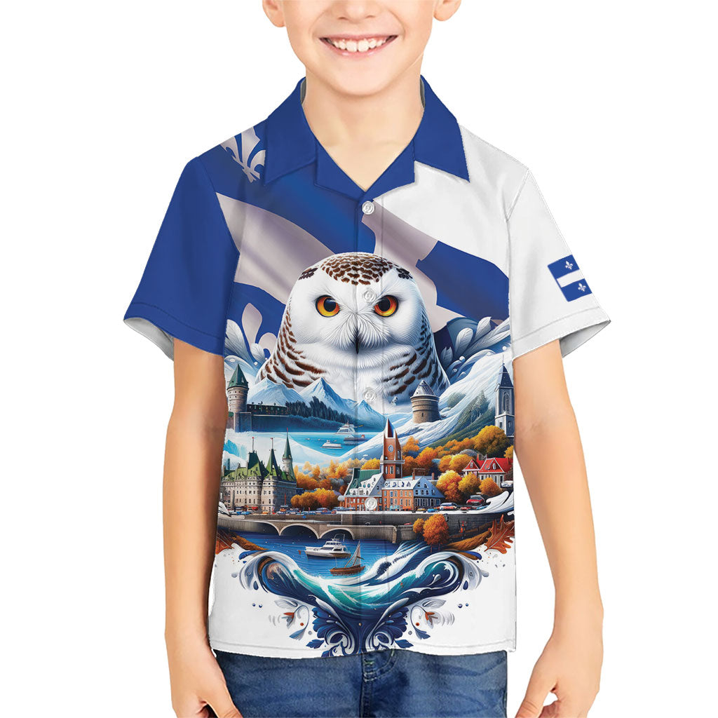 Quebec Snowy Owl Heritage Hawaiian Shirt Flag Day Edition