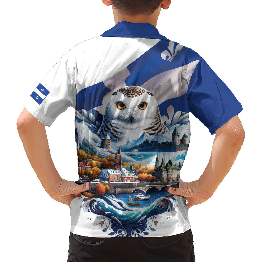 Quebec Snowy Owl Heritage Kid Hawaiian Shirt Flag Day Edition