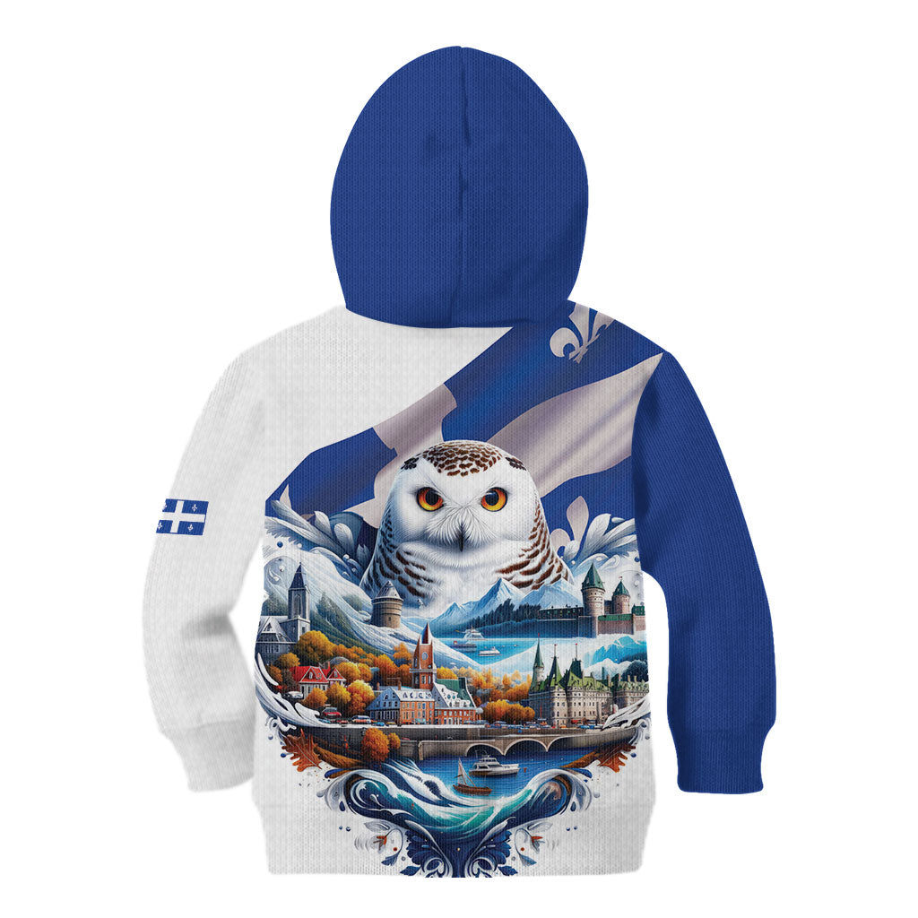 Quebec Snowy Owl Heritage Kid Hoodie Flag Day Edition