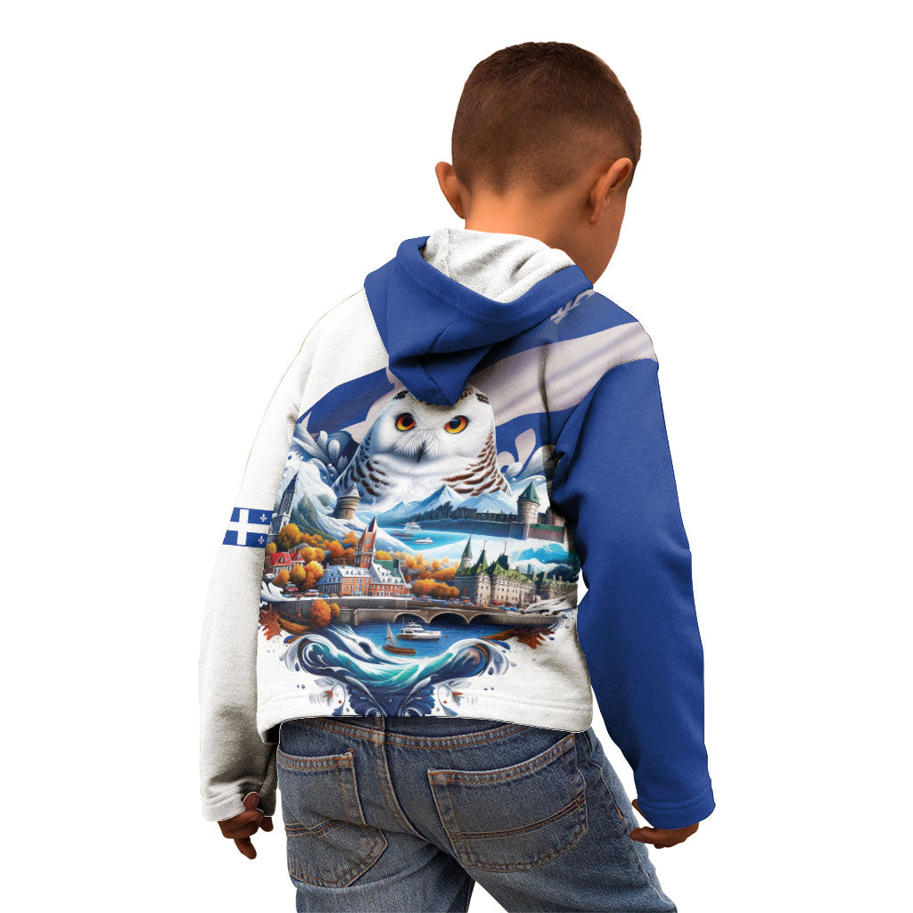 Quebec Snowy Owl Heritage Kid Hoodie Flag Day Edition