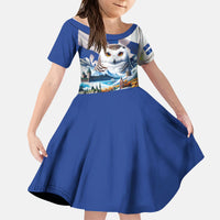 Quebec Snowy Owl Heritage Kid Short Sleeve Dress Flag Day Edition