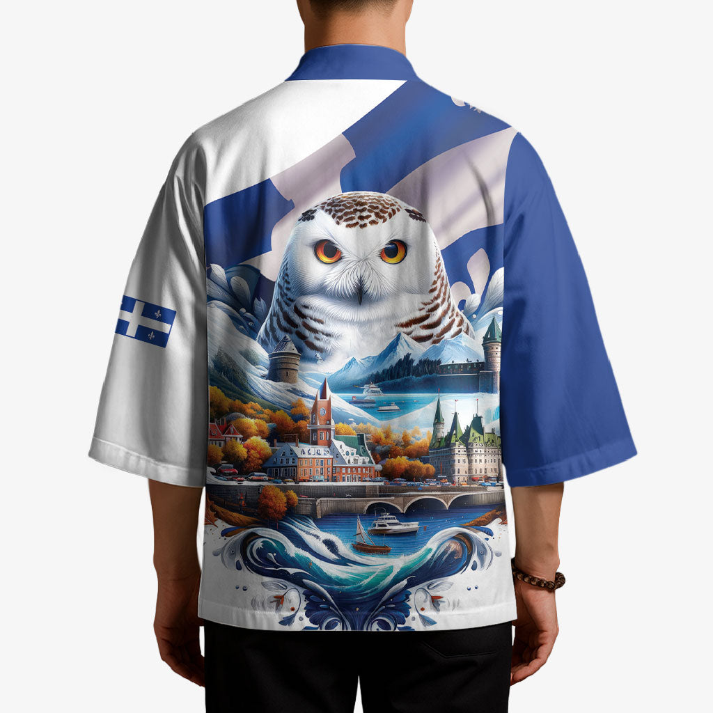 Quebec Snowy Owl Heritage Kimono Flag Day Edition