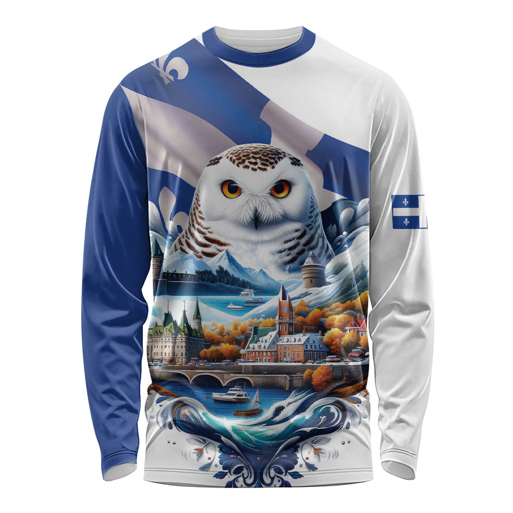Quebec Snowy Owl Heritage Long Sleeve Shirt Flag Day Edition