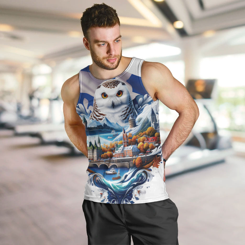 Quebec Snowy Owl Heritage Men Tank Top Flag Day Edition