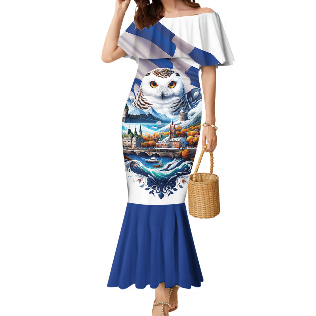 Quebec Snowy Owl Heritage Mermaid Dress Flag Day Edition
