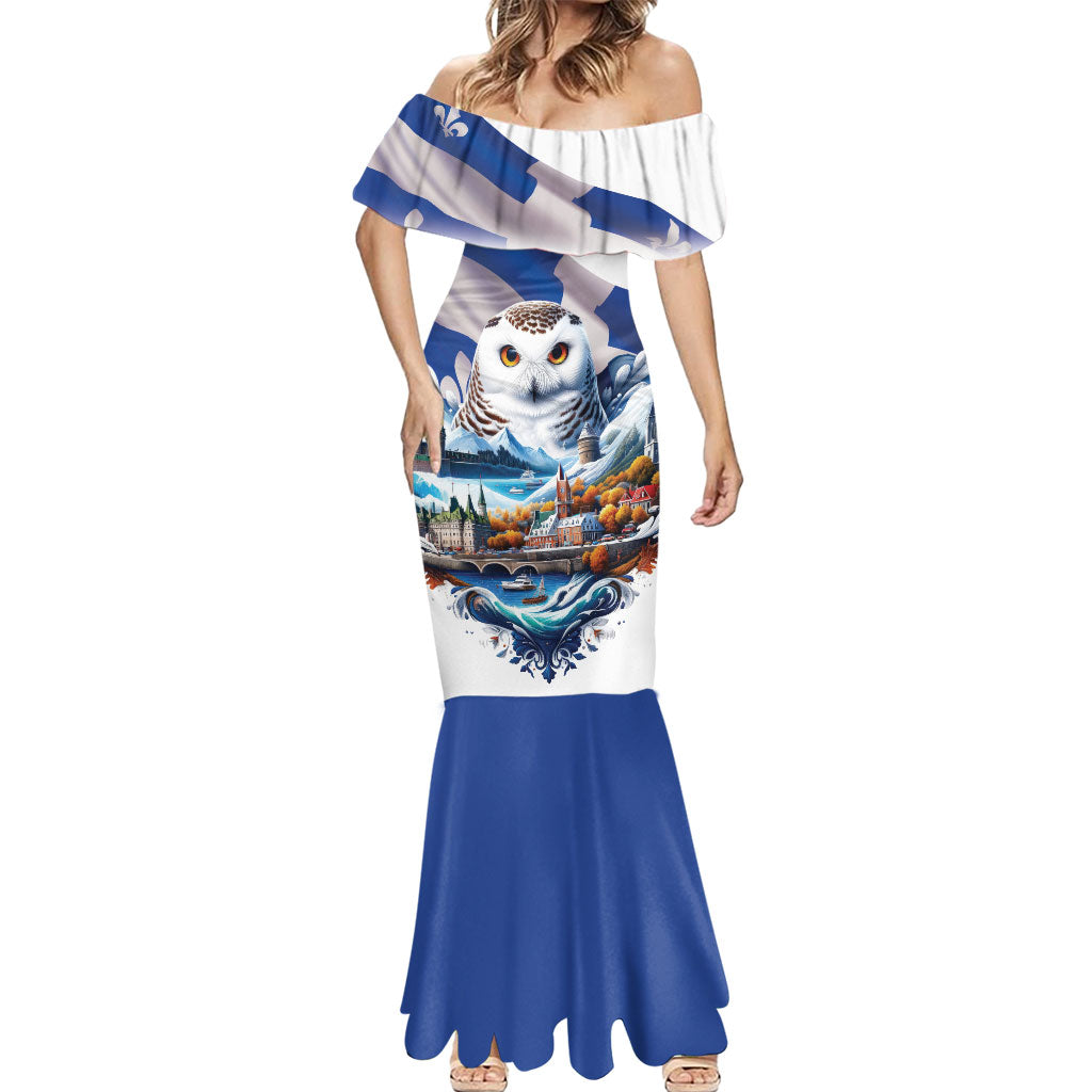 Quebec Snowy Owl Heritage Mermaid Dress Flag Day Edition