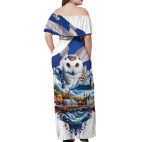 Quebec Snowy Owl Heritage Off Shoulder Maxi Dress Flag Day Edition
