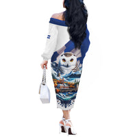 Quebec Snowy Owl Heritage Off The Shoulder Long Sleeve Dress Flag Day Edition
