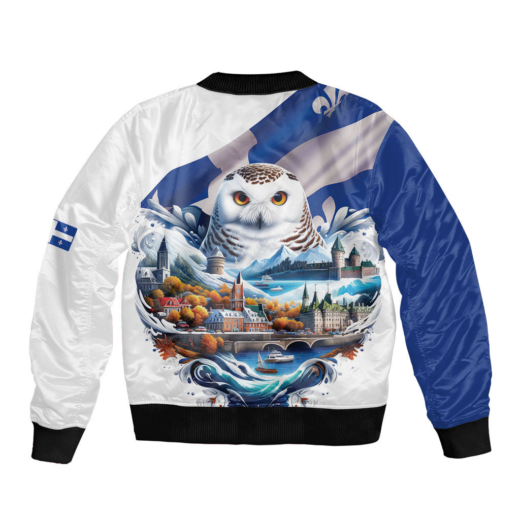 Quebec Snowy Owl Heritage Sleeve Zip Bomber Jacket Flag Day Edition