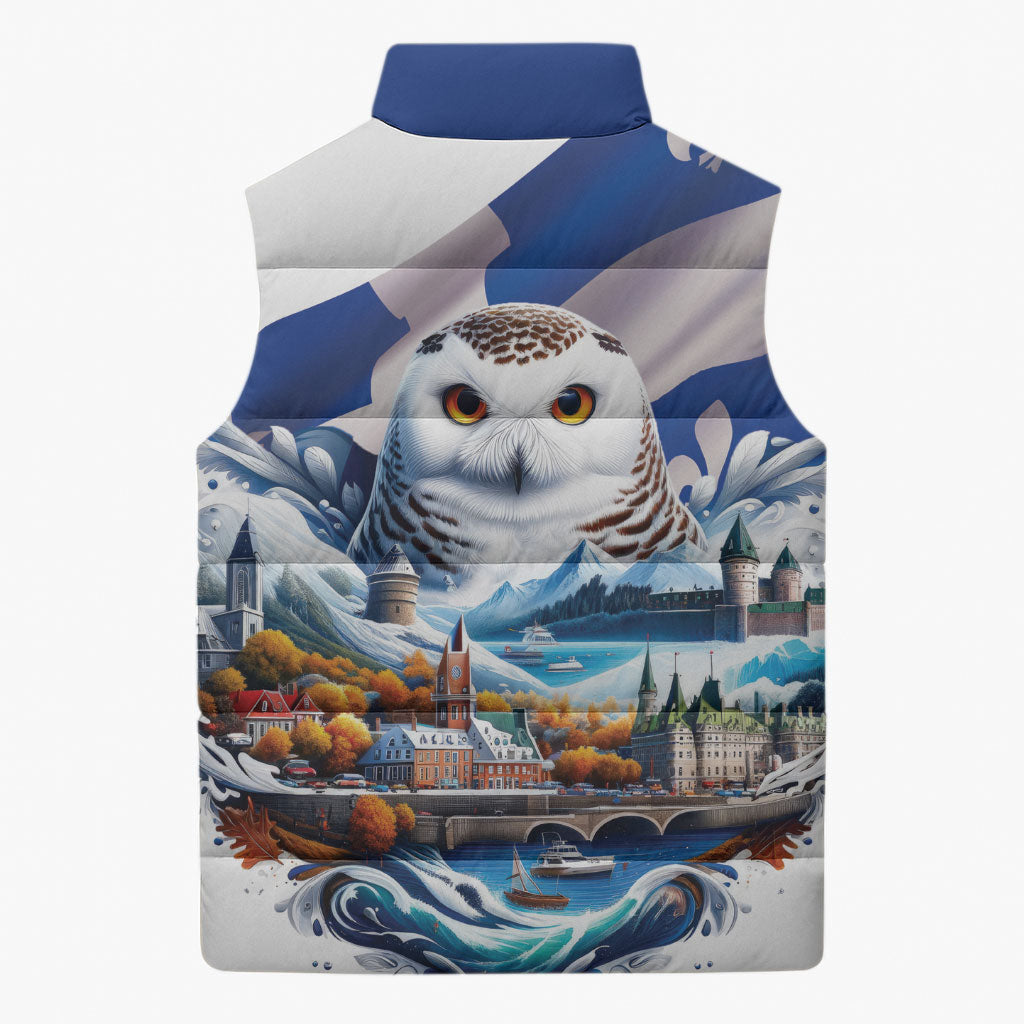 Quebec Snowy Owl Heritage Sleeveless Puffer Jacket Flag Day Edition