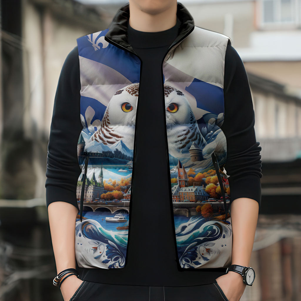 Quebec Snowy Owl Heritage Sleeveless Puffer Jacket Flag Day Edition