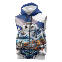 Quebec Snowy Owl Heritage Sleeveless Zip Hoodie Flag Day Edition