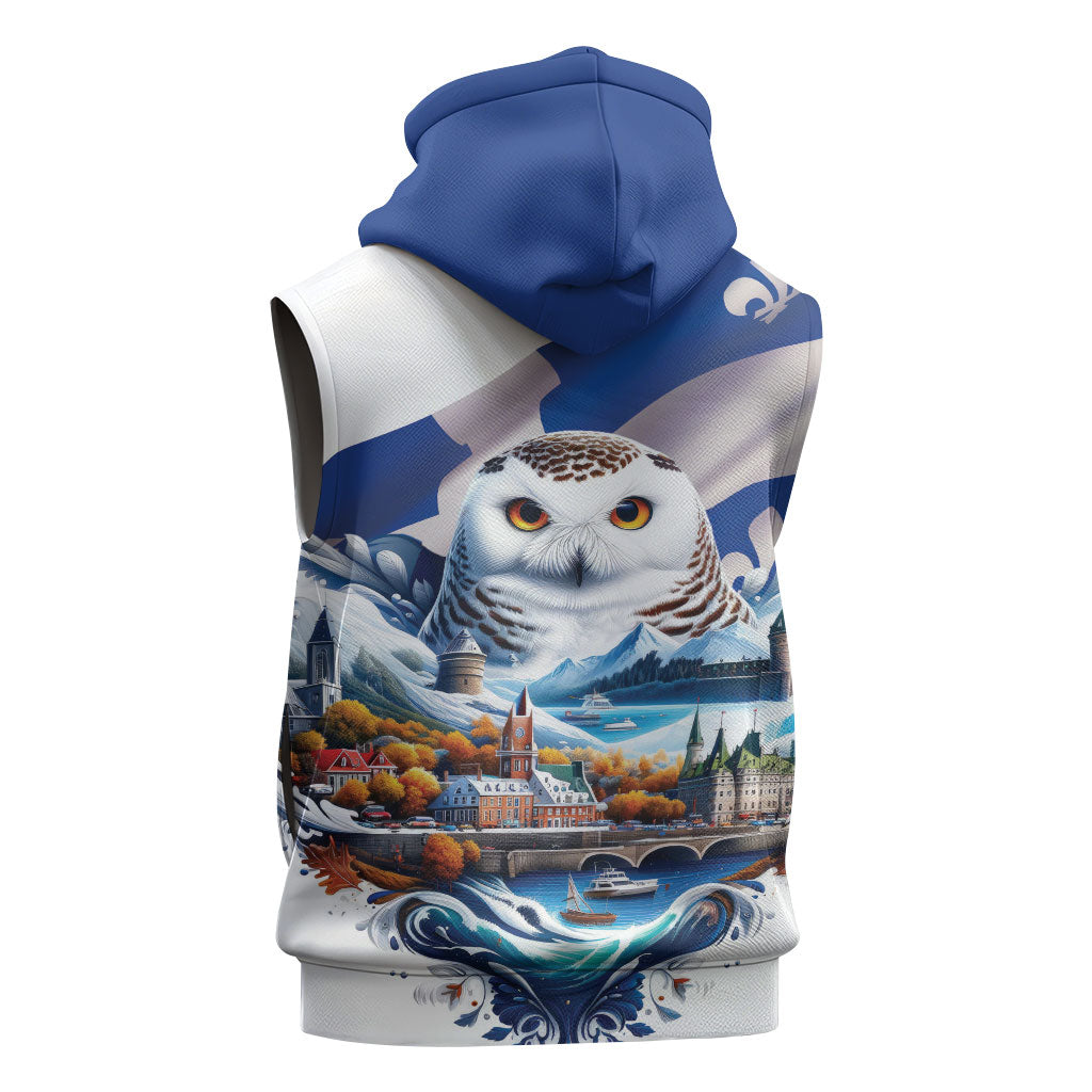 Quebec Snowy Owl Heritage Sleeveless Zip Hoodie Flag Day Edition