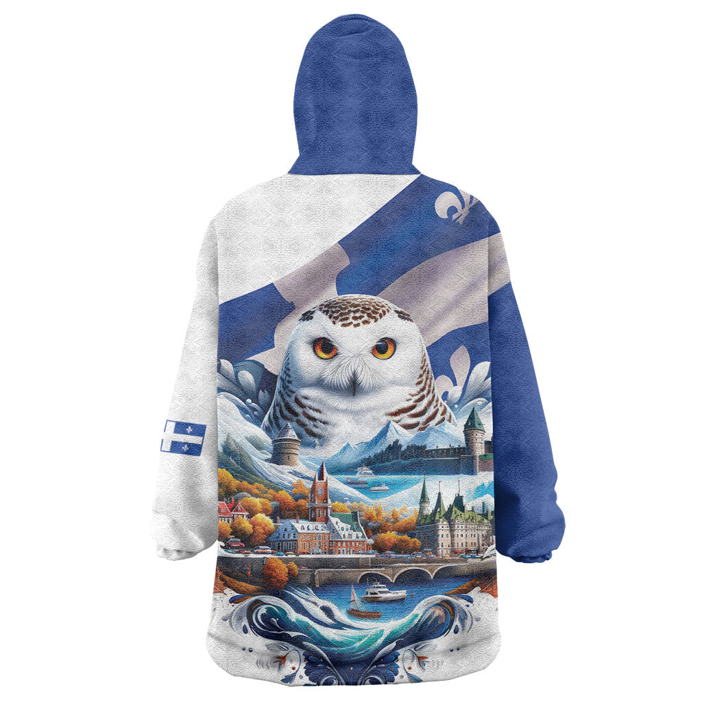 Quebec Snowy Owl Heritage Wearable Blanket Hoodie Flag Day Edition