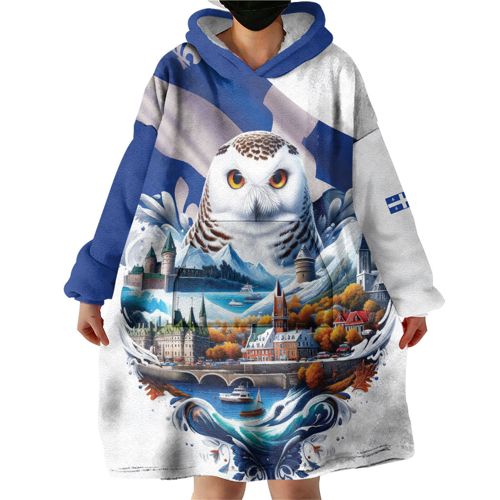 Quebec Snowy Owl Heritage Wearable Blanket Hoodie Flag Day Edition