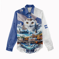 Quebec Snowy Owl Heritage Women Casual Shirt Flag Day Edition