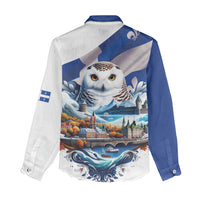 Quebec Snowy Owl Heritage Women Casual Shirt Flag Day Edition