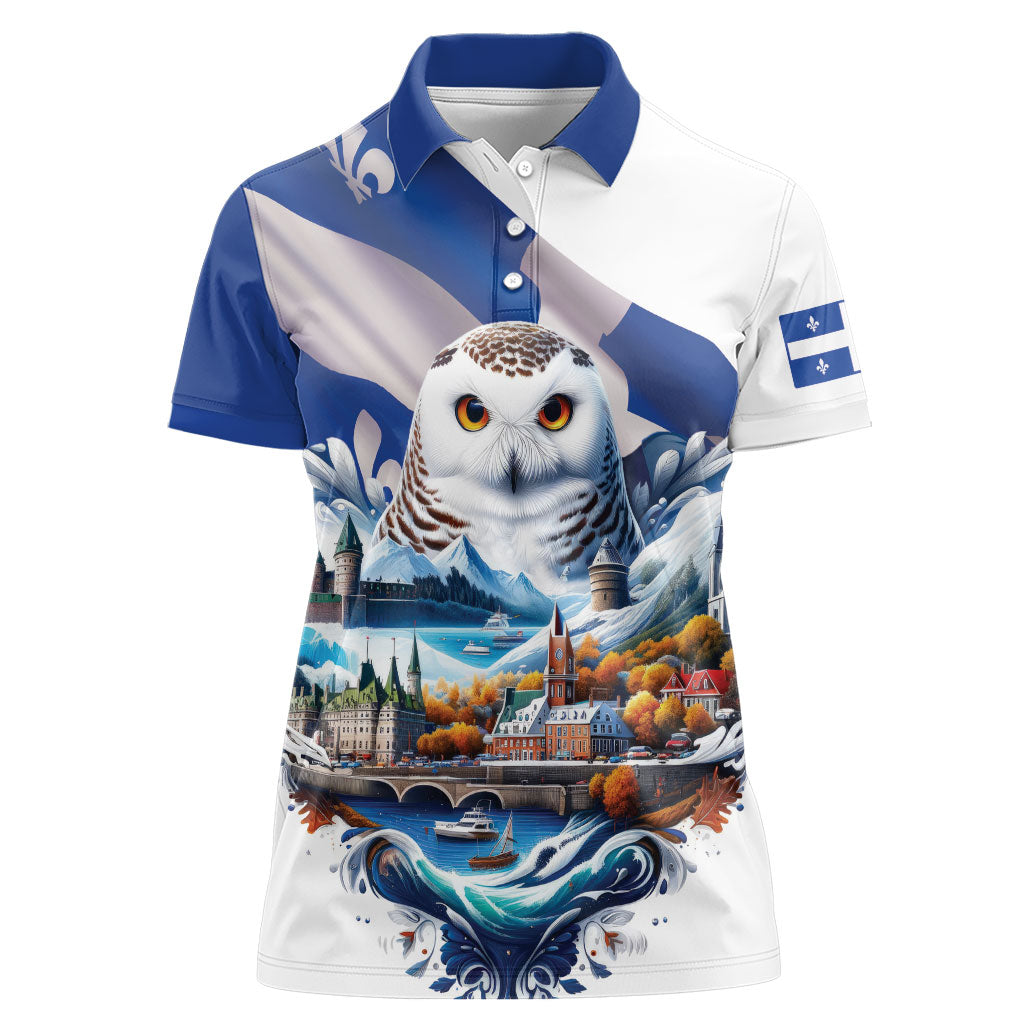 Quebec Snowy Owl Heritage Women Polo Shirt Flag Day Edition