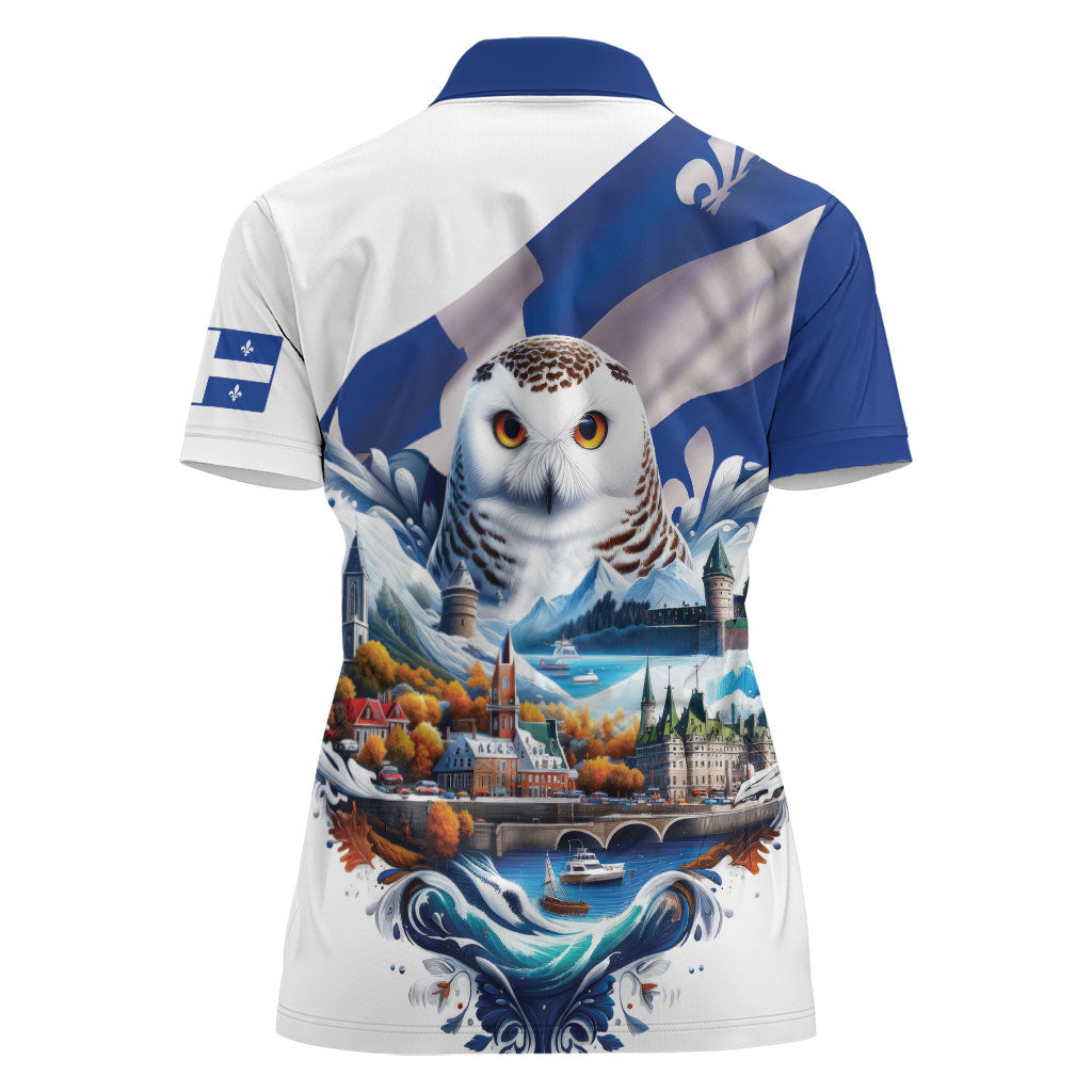 Quebec Snowy Owl Heritage Women Polo Shirt Flag Day Edition