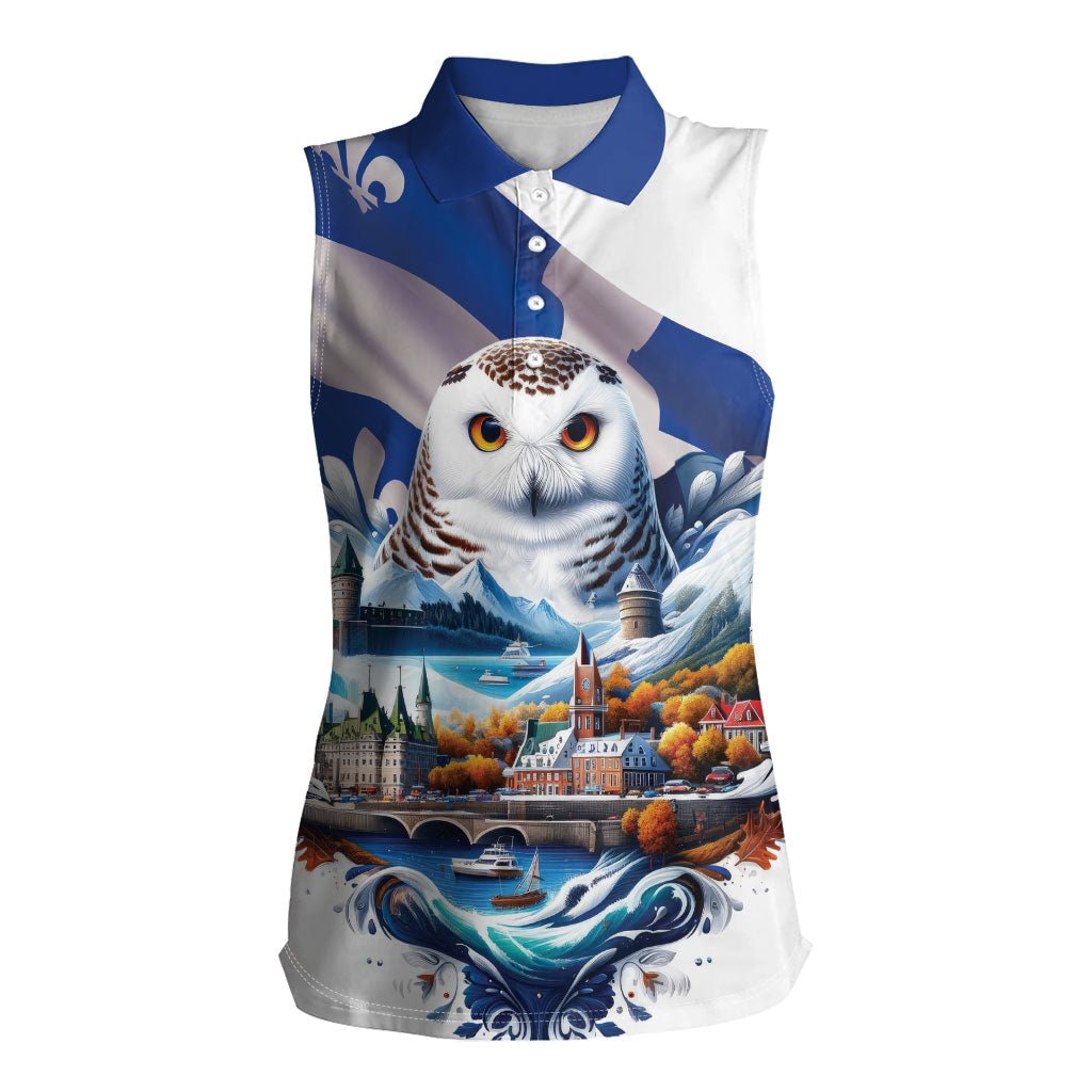 Quebec Snowy Owl Heritage Women Sleeveless Polo Shirt Flag Day Edition
