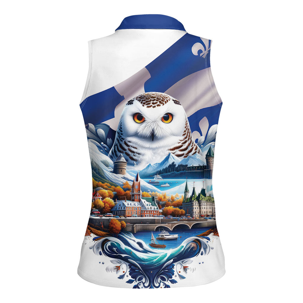 Quebec Snowy Owl Heritage Women Sleeveless Polo Shirt Flag Day Edition
