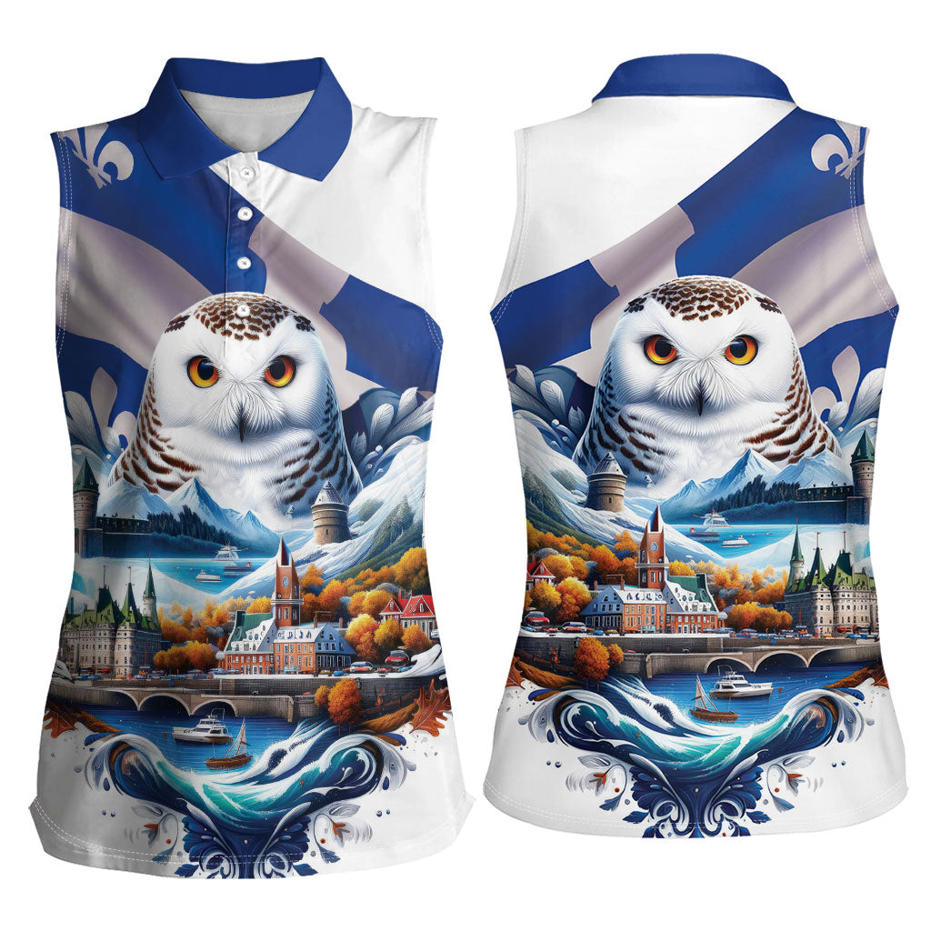 Quebec Snowy Owl Heritage Women Sleeveless Polo Shirt Flag Day Edition