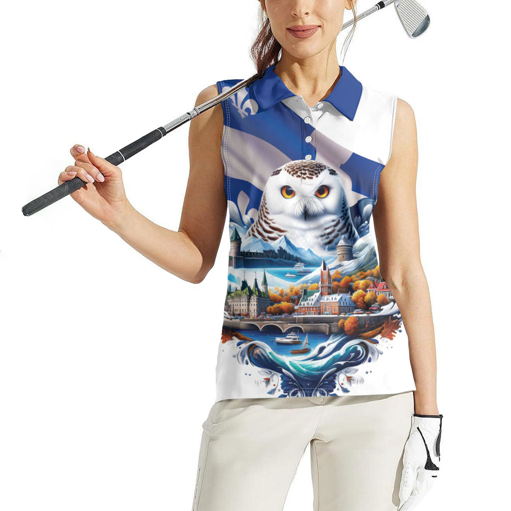 Quebec Snowy Owl Heritage Women Sleeveless Polo Shirt Flag Day Edition