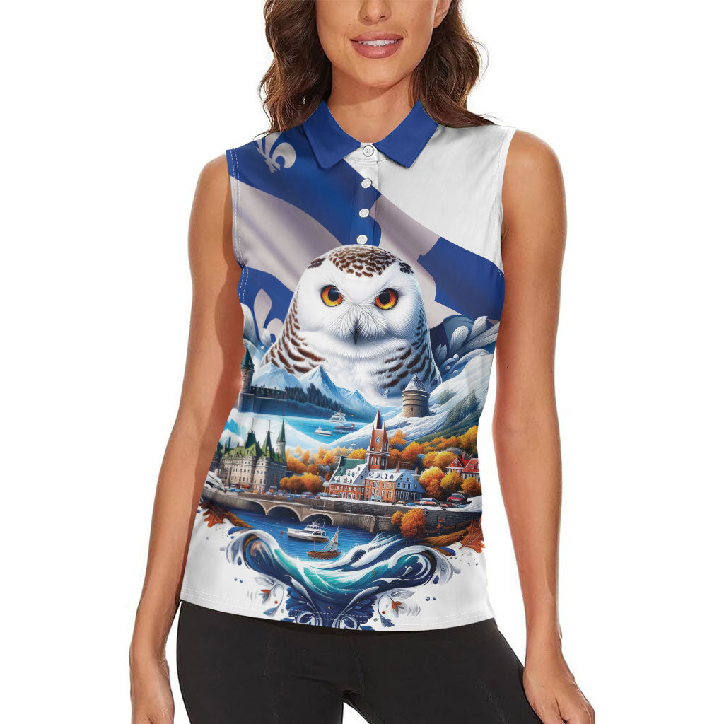 Quebec Snowy Owl Heritage Women Sleeveless Polo Shirt Flag Day Edition