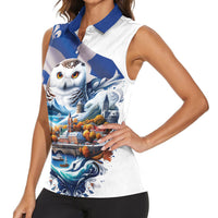 Quebec Snowy Owl Heritage Women Sleeveless Polo Shirt Flag Day Edition