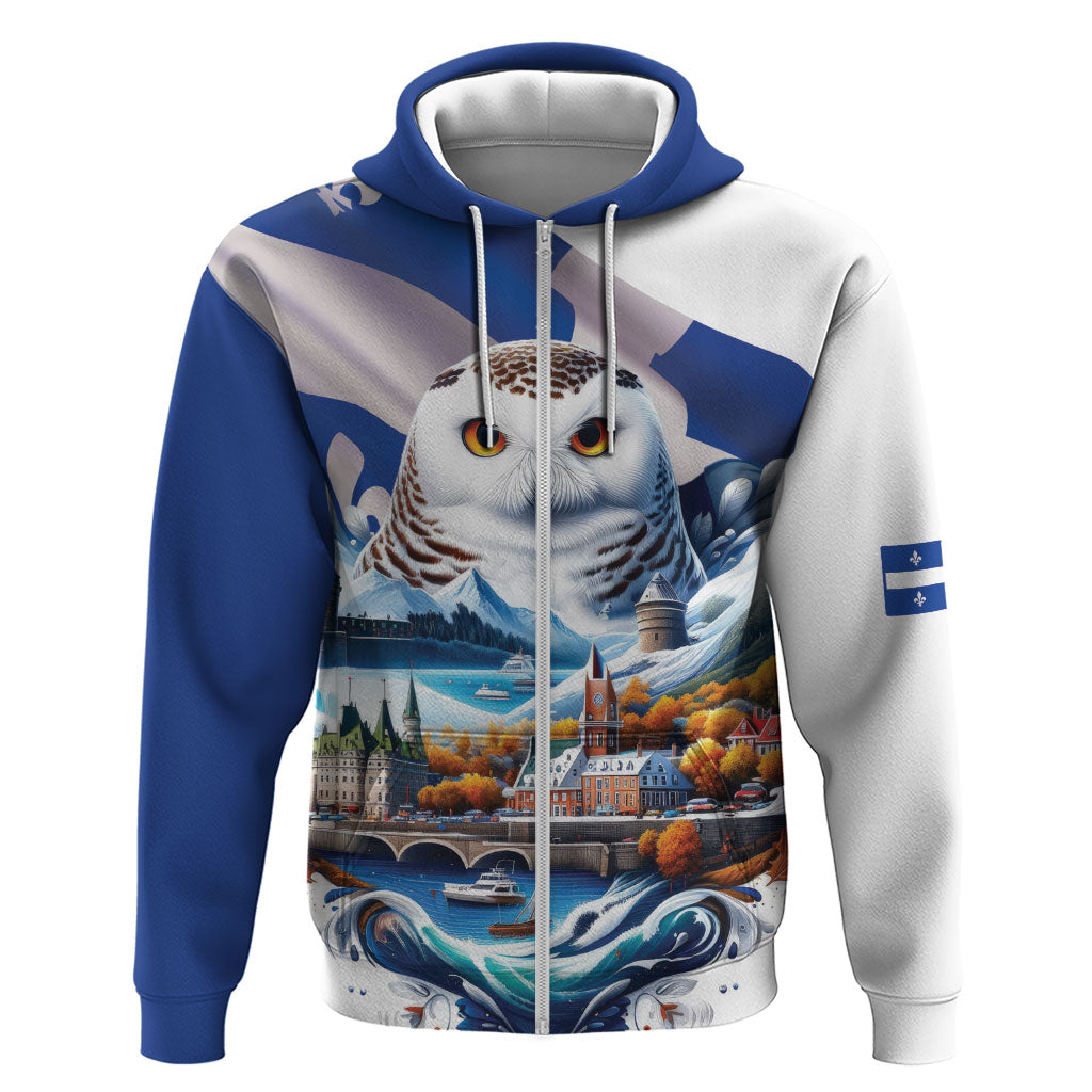 Quebec Snowy Owl Heritage Zip Hoodie Flag Day Edition