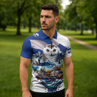 Quebec Snowy Owl Heritage Zipper Polo Shirt Flag Day Edition